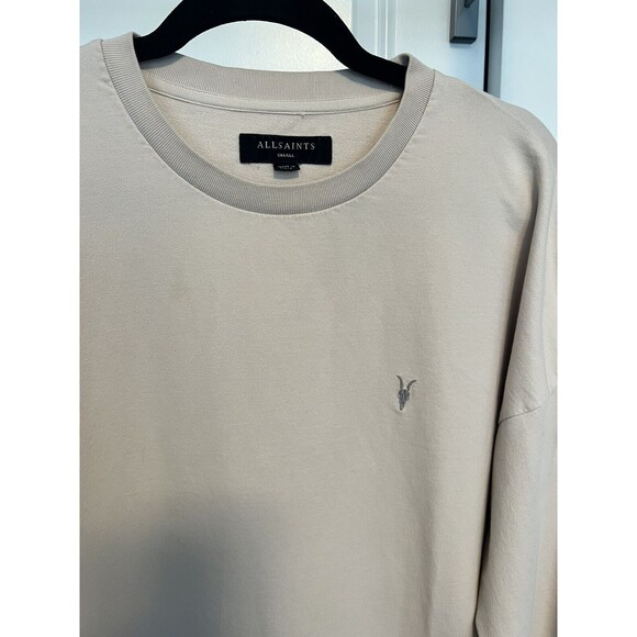 AllSaints Mens Negotum Crew 100% Cotton Long Sleeve Tan/Taupe Sz S Small - Picture 3 of 8